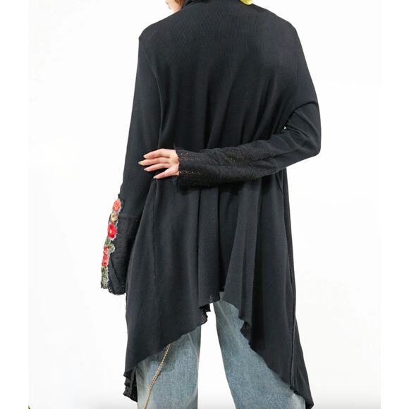 NWT ARATTA Traveling Set Shawl Sweater Duster - Open Cardigan - Black - S - Picture 4 of 5